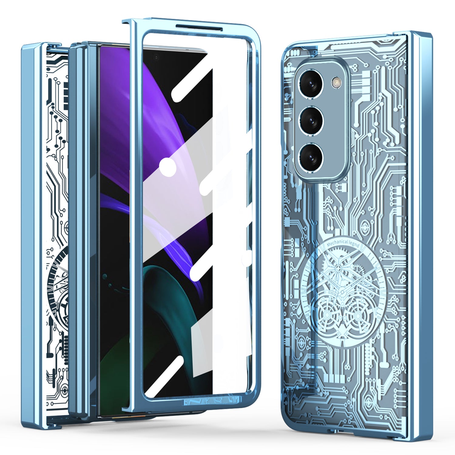 For Samsung Galaxy Z Fold2 5G Mechanical Legend Series Hinge Protection Phone Case Hard PC Electroplating Cover with Tempered Glass Film For Samsung Galaxy Z Fold2 5G Mechanical Legend Series Hinge Protection Phone Case Hard PC Electroplating Cover with Tempered Glass Film
